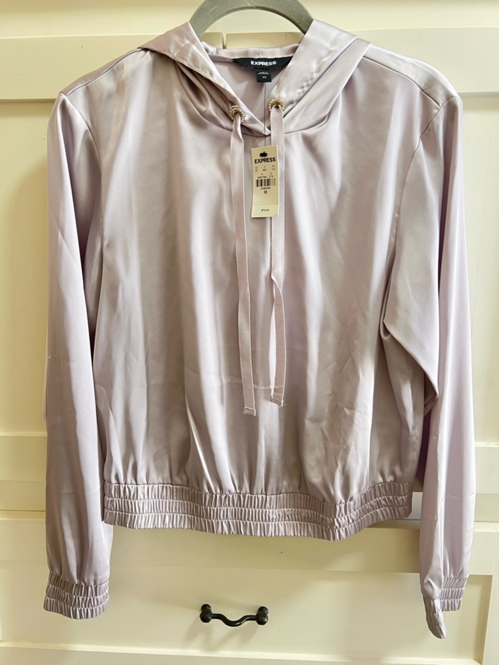 Express Satin Hoodie Bomber in Lilac
